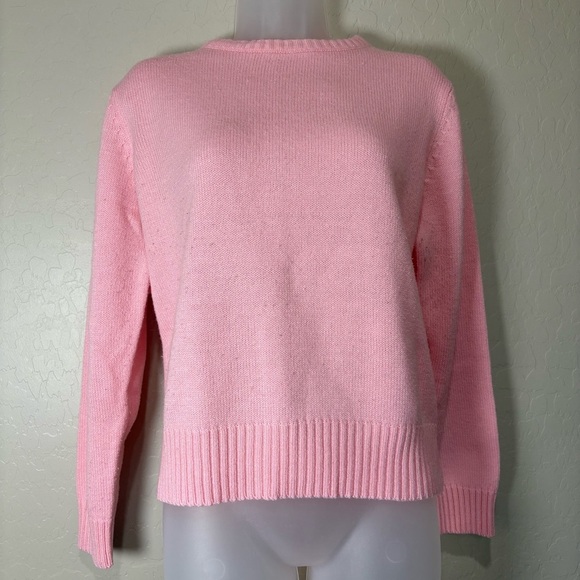 Curry Knits Sweaters - Vintage Pink Sweater Bubblegum Pink Coquette VTG Jrs L